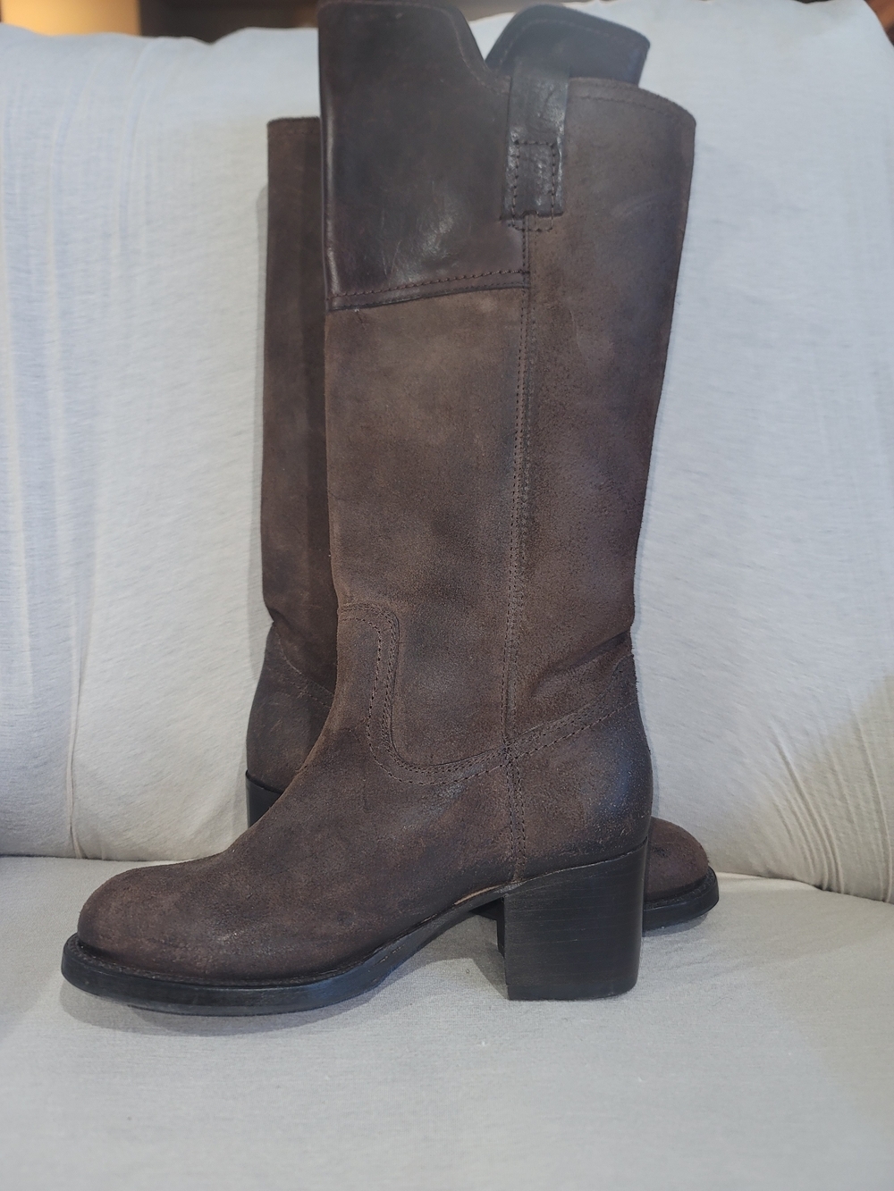 Frye Brown Suede & Leather Tall Boots Size 6.5 EUC - Picture 2 of 10